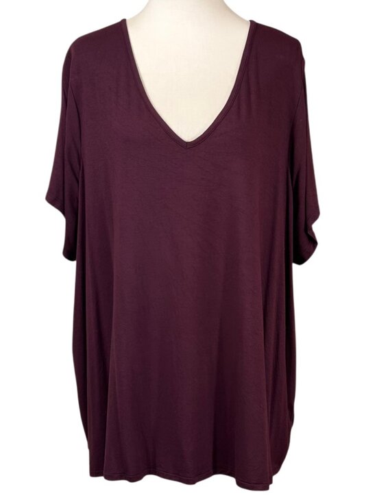 Old Navy Tops - Old Navy Burgundy Viscose V-Neck Short Sleeve Top T-Shirt Size 3X